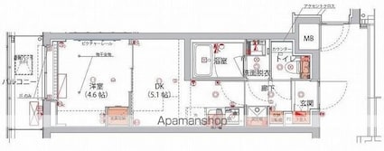 東京都新宿区山吹町[1DK/25.8m2]の間取図