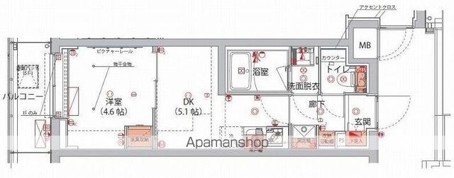 東京都新宿区山吹町[1DK/25.8m2]の間取図