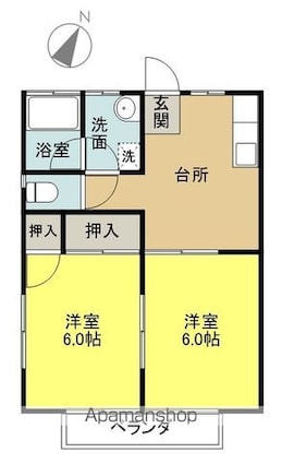 コーポ愛谷[2DK/39.67m2]の間取図