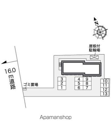 レオパレスバンブー[1K/23.18m2]の配置図