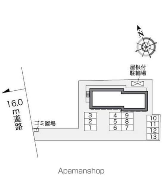 レオパレスバンブー[1K/23.18m2]の配置図
