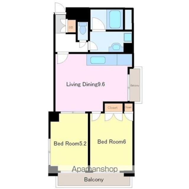 東京都新宿区中落合１丁目[2LDK/47.41m2]の間取図
