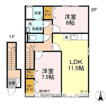 アムール和Ⅱ[2LDK/56.72m2]の間取図