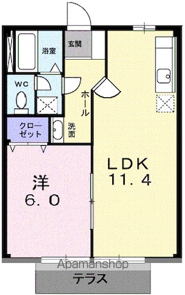 ニューシティ白山Ｂ[1LDK/40.04m2]の間取図