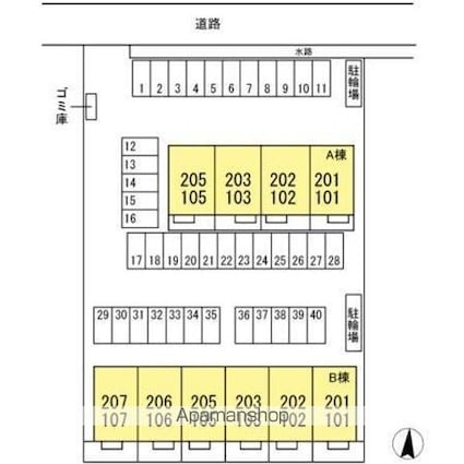 香川県高松市上林町[2LDK/54.14m2]の配置図