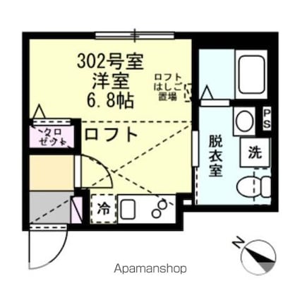 ベイルーム平間[1R/19.34m2]の間取図