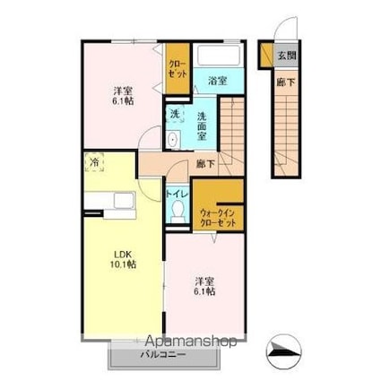 カサヴェール　Ⅰ[2LDK/57.08m2]の間取図