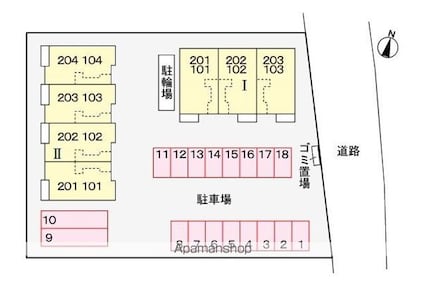 香川県善通寺市上吉田町７丁目[1LDK/44.21m2]の配置図