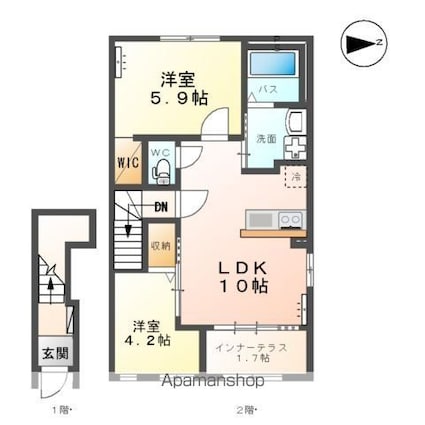 ウッドソレル[2LDK/53.8m2]の間取図