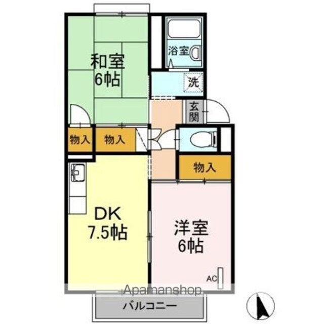 香川県高松市円座町[2DK/45.81m2]の間取図