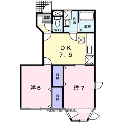 グランディール愛光Ｃ[2DK/46.06m2]の間取図