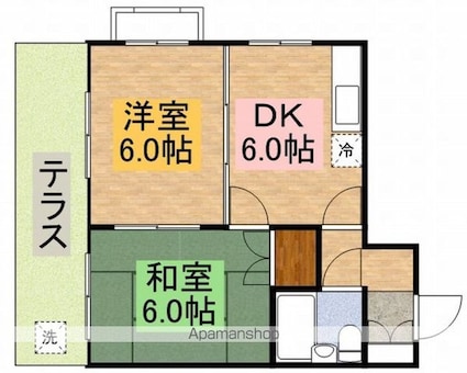 ホワイトヴィラ西久保[2K/34.38m2]の間取図