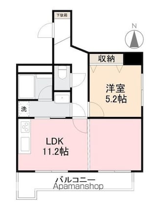 朝日プラザ高松エルグ１００４号[1LDK/39.78m2]の間取図