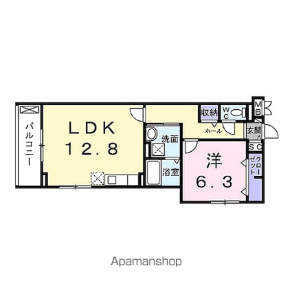 リボーン明誠[1LDK/48.08m2]の間取図