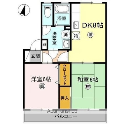 レコルト福田Ｉ[2DK/46.77m2]の間取図
