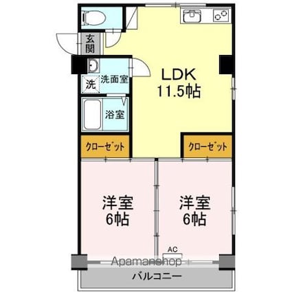 ドールハウス雄郡[2LDK/49.14m2]の間取図