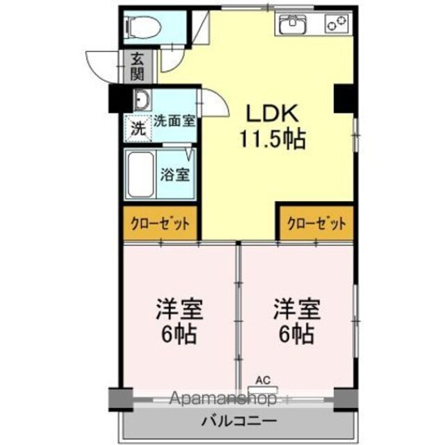 ドールハウス雄郡[2LDK/49.14m2]の間取図