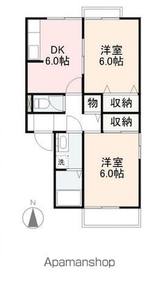 サンソルトＡ・Ｂ棟[2DK/45m2]の間取図