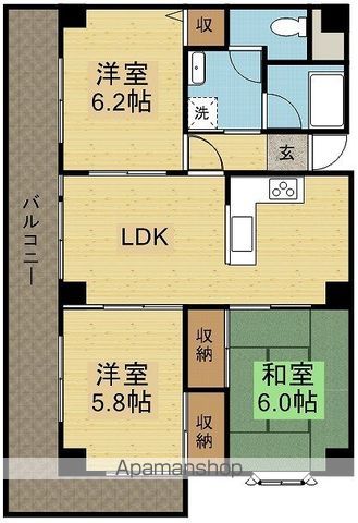 【三鷹市北野のマンションの間取り】