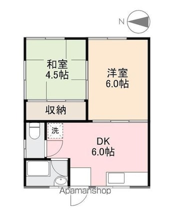 山地アパート[2DK/43m2]の間取図