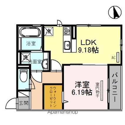 サザンクロス[1LDK/40.76m2]の間取図