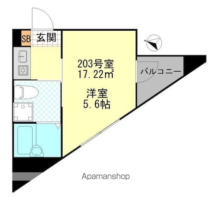 あおばトラスト中落合[1K/17.22m2]の間取図