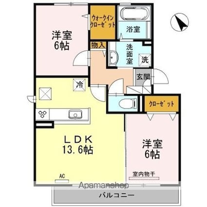 ファーデン・ハウス[2LDK/60.88m2]の間取図