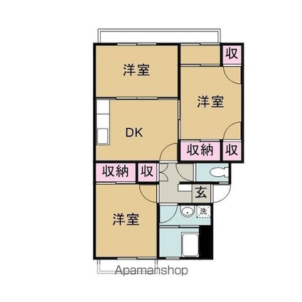 本郷ハイツ[3DK/57.75m2]の間取図