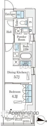 ロイヤルパークス赤羽サウス[1DK/32.55m2]の間取図