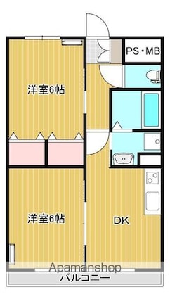 サンリッチあけぼのⅠ[2DK/44.55m2]の間取図