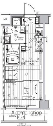 ＰＲＥＭＩＵＭ　ＣＵＢＥ　王子神谷[1DK/25.62m2]の間取図
