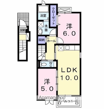レーベン　ラオム[2LDK/54.4m2]の間取図