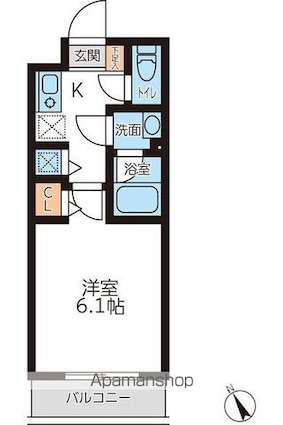 ミュプレ吉祥寺[1K/20.16m2]の間取図