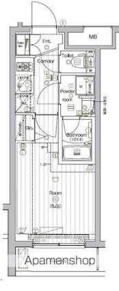 ＴＨＥ　ＰＲＥＭＩＵＭ　ＣＵＢＥ　Ｇ　大崎[1K/20.5m2]の間取図