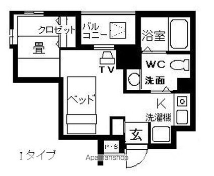 グランビア岡田[1R/22.65m2]の間取図