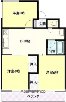 門本マンション[3DK/52.8m2]の間取図