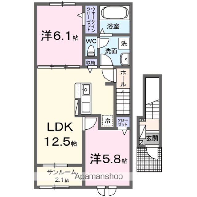 八幡東町アパート　　　　　　　　　　　　　　　　　　　　　　[2LDK/59.93m2]の間取図