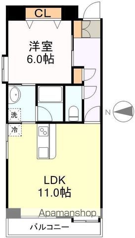 宮城県仙台市青葉区大町２丁目[1LDK/49m2]の間取図