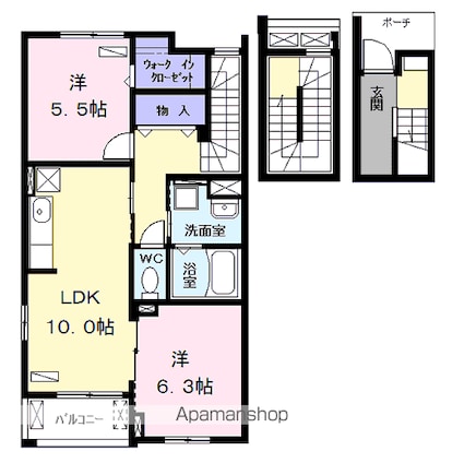 アザレアＡ[2LDK/64.58m2]の間取図