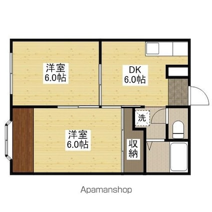 メゾンエスポアＢ[2DK/37.26m2]の間取図