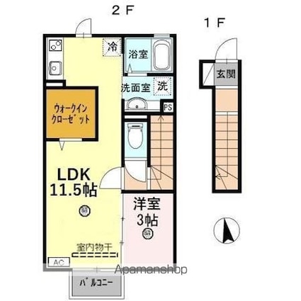 ラ・ポート・イースト[1LDK/42.13m2]の間取図