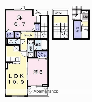 仮）六高台５丁目アパートⅠ[2LDK/66.02m2]の間取図