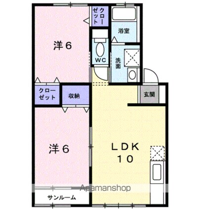 サン・ドミールＢ[2DK/52.99m2]の間取図
