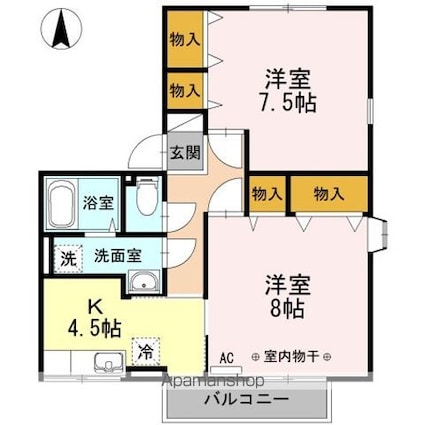 ファミールよこかわ　Ｂ[2DK/50.58m2]の間取図