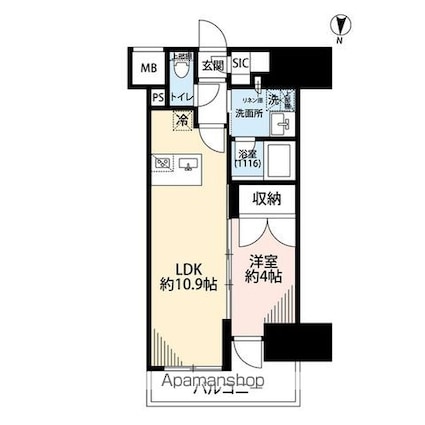 プレール・ドゥーク亀戸Ⅵ[1LDK/36.37m2]の間取図