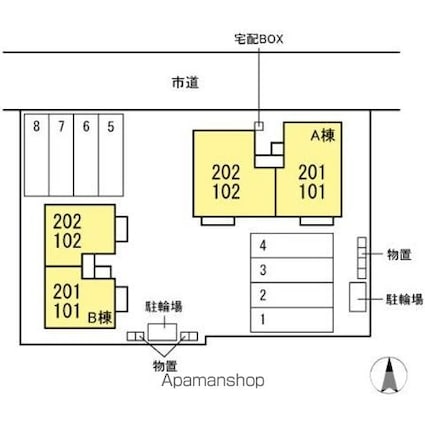 ラ　ポール　Ｂ[2LDK/55.45m2]の配置図