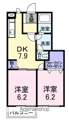 プリムヴェール　Ａ[2DK/47.07m2]の間取図