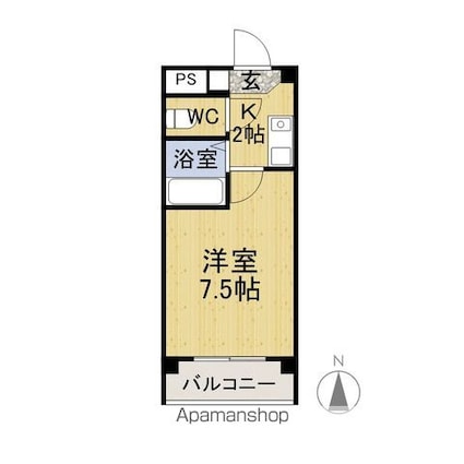 ブルックス福井[1K/22.6m2]の間取図