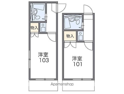 レオパレスサンハイム[1K/15.66m2]の間取図