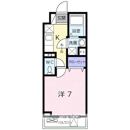 ワンリーフ[1K/25.5m2]の間取図